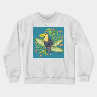 Toucan in Tropical Foliage in Teal | Summer | Island Paradise Crewneck Sweatshirt